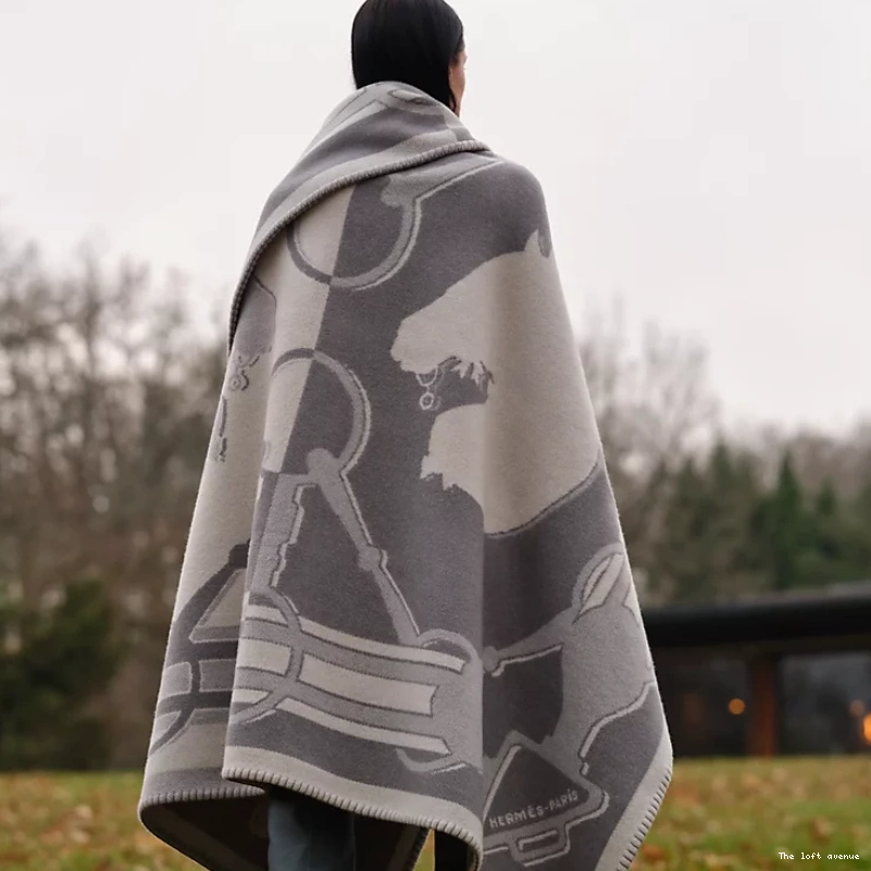 HERMES BLANKET TATERSALE WOOL THROW 0804